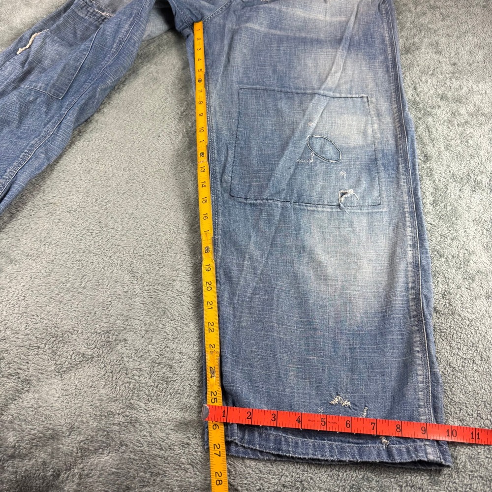 Magnolia Pearl Distressed Patchwork Denim Wide Leg Pants Light Wash Blue OS - Picture 5 of 16